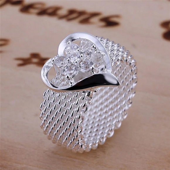 None Jewelry - Sterling silver flower web ring